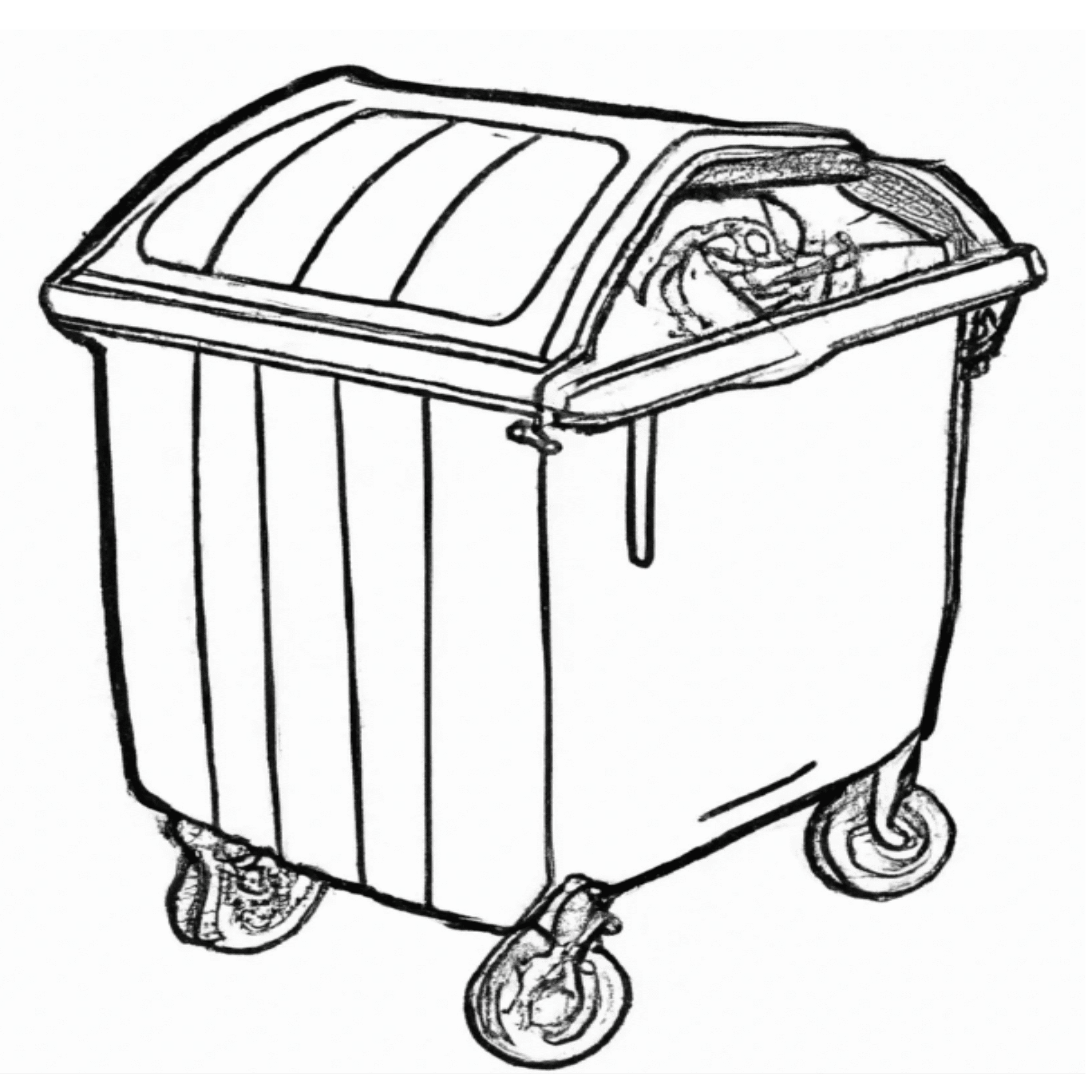 Line drawing of a rubbish skip