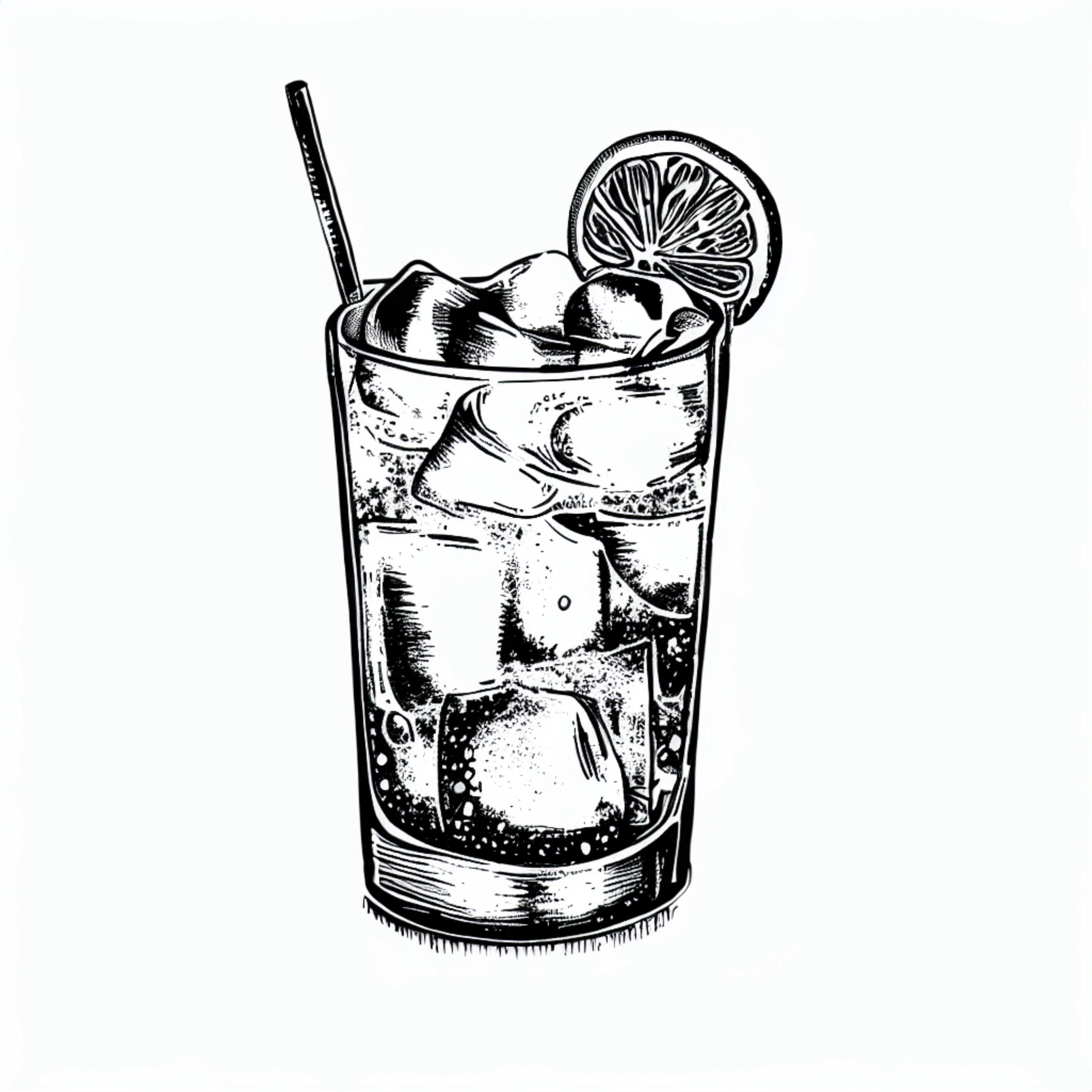 Line drawing of a gin-and-tonic
